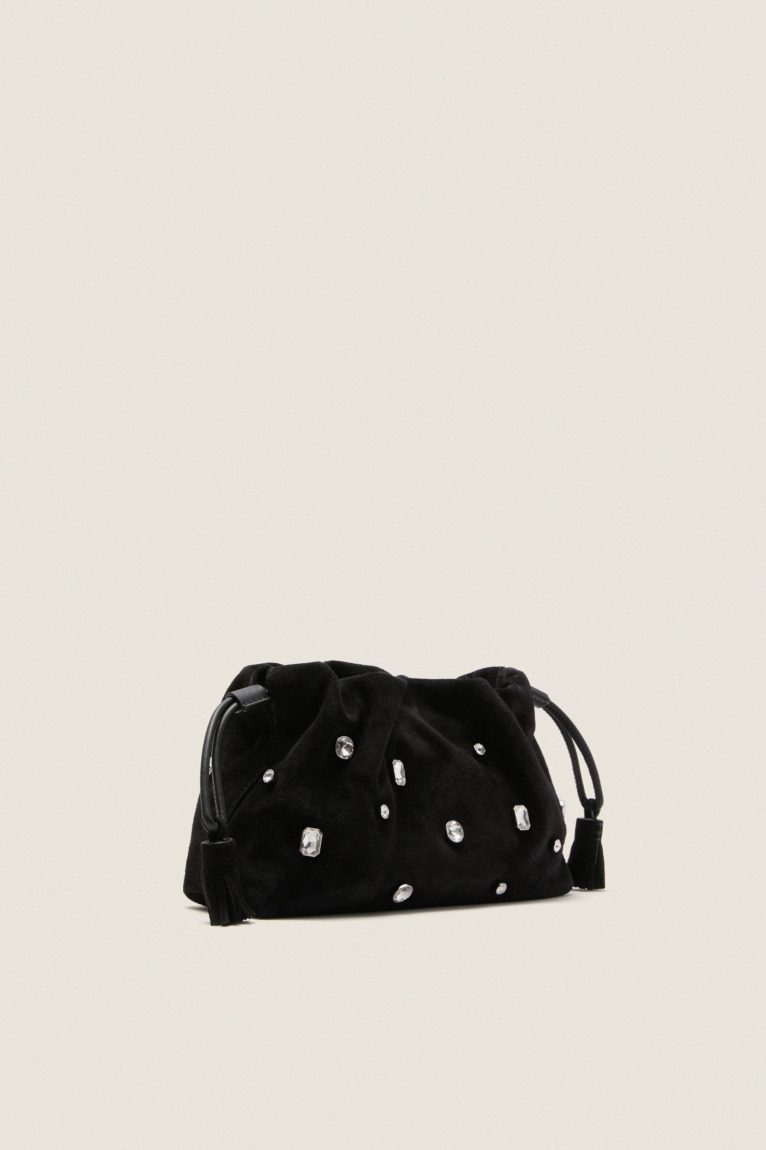 Black Small Crystal Stash Bag