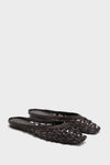 Espresso Otto Hand-Knotted Flat Mule: Classic, effortless slip-on flats featuring a high-end, fun lattice-style woven design, perfect for an airy, easy-on, easy-off experience.