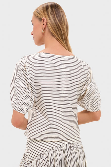 Ivory and Dark Oak Micro Stripe Didi Top
