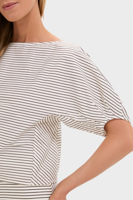 Ivory and Dark Oak Micro Stripe Didi Top