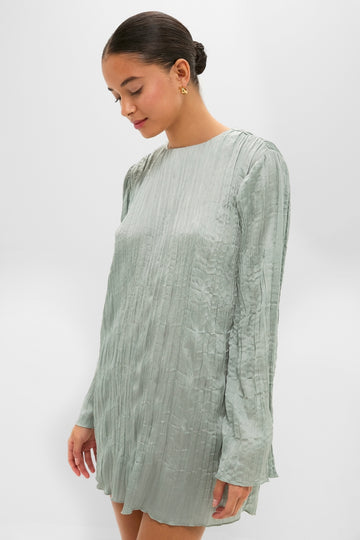 Silver Sage Kona Dress exudes classic elegance with its effortless pleated texture, relaxed fit, and high-end appeal, perfect for fun outings or chic occasions.