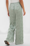 Silver Sage Nami Pant, classic and effortless, features pleated detail and an elastic waistband, styled with a white top and sandals for a fun, high-end look.