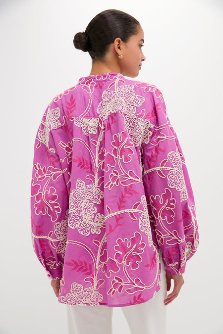 Pink Embroidered Juliette Button Down