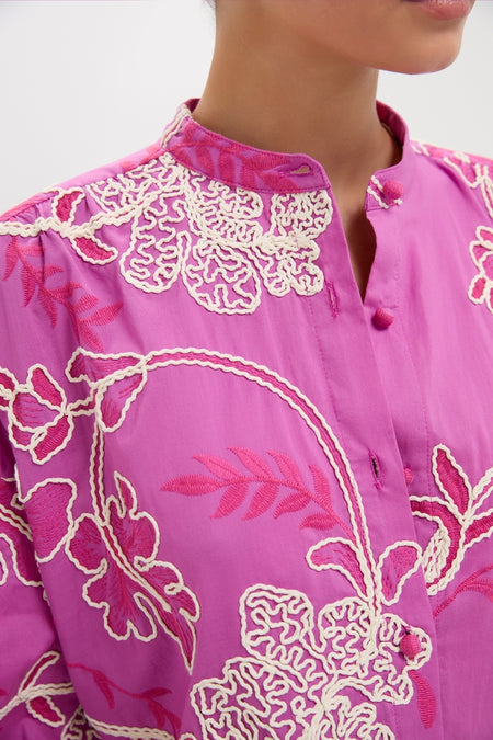 Pink Embroidered Juliette Button Down