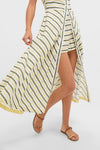 Green and Yellow Stripe Halter Button Down Mirabel Dress and Short Set