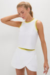 White and Yellow Performance Jersey Tilden Tank