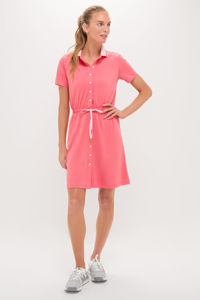 Coral Short Sleeve Performance Jersey Alcott Golf Dress | Tnuck Sport