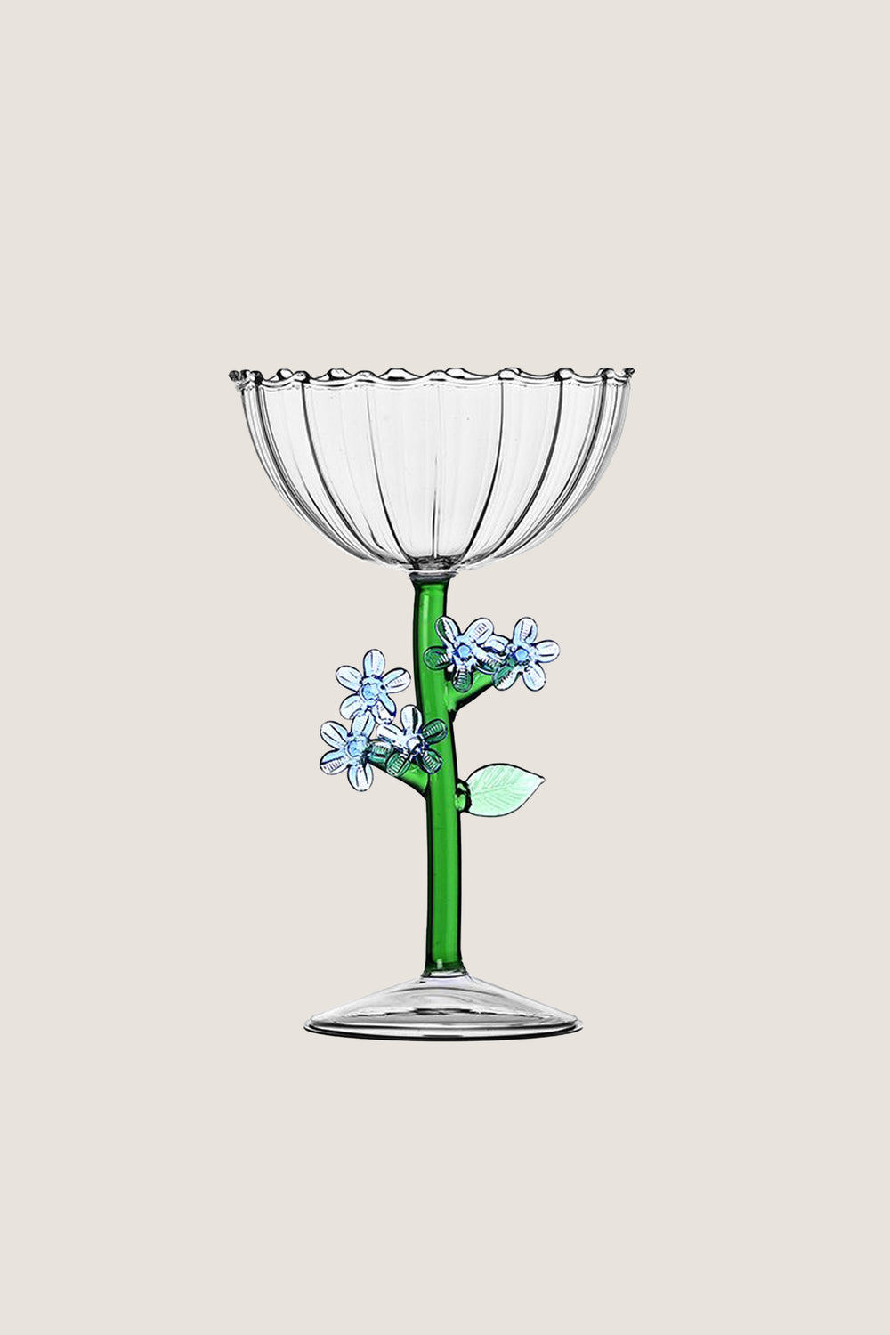 Light Blue Flower Botanica Stemmed Glass