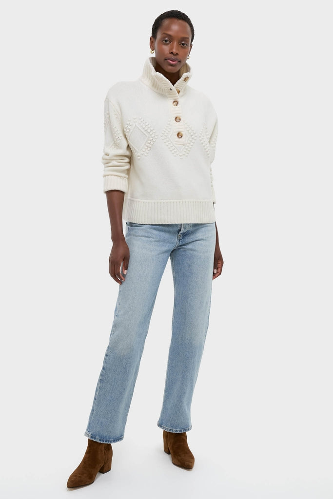 Ivory Henry Button-Up Sweater