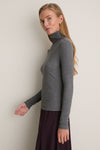 Gray Lightweight Ribbed Topanga Turtleneck