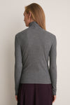 Gray Lightweight Ribbed Topanga Turtleneck