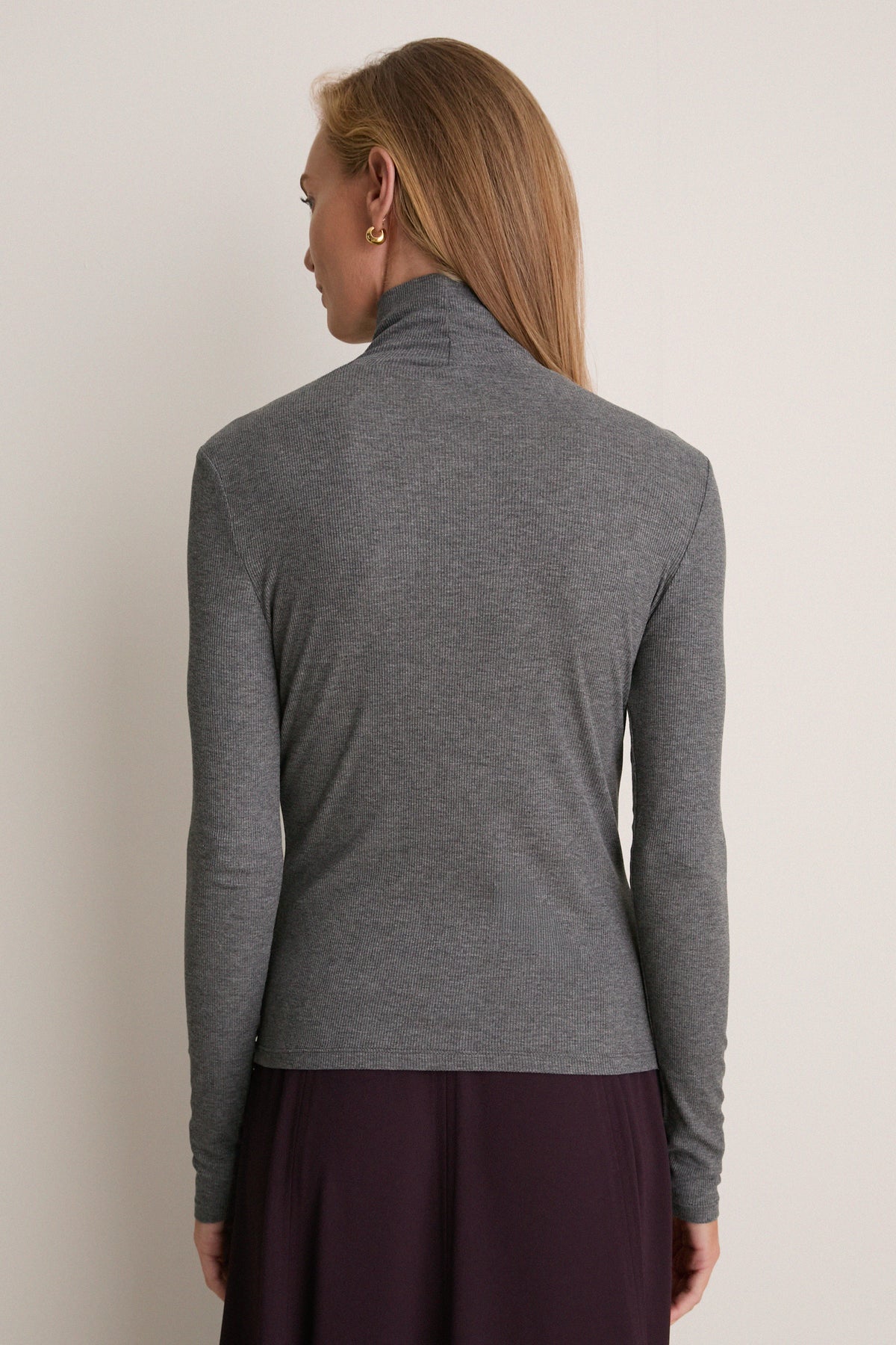 Gray Lightweight Ribbed Topanga Turtleneck