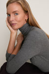 Gray Lightweight Ribbed Topanga Turtleneck
