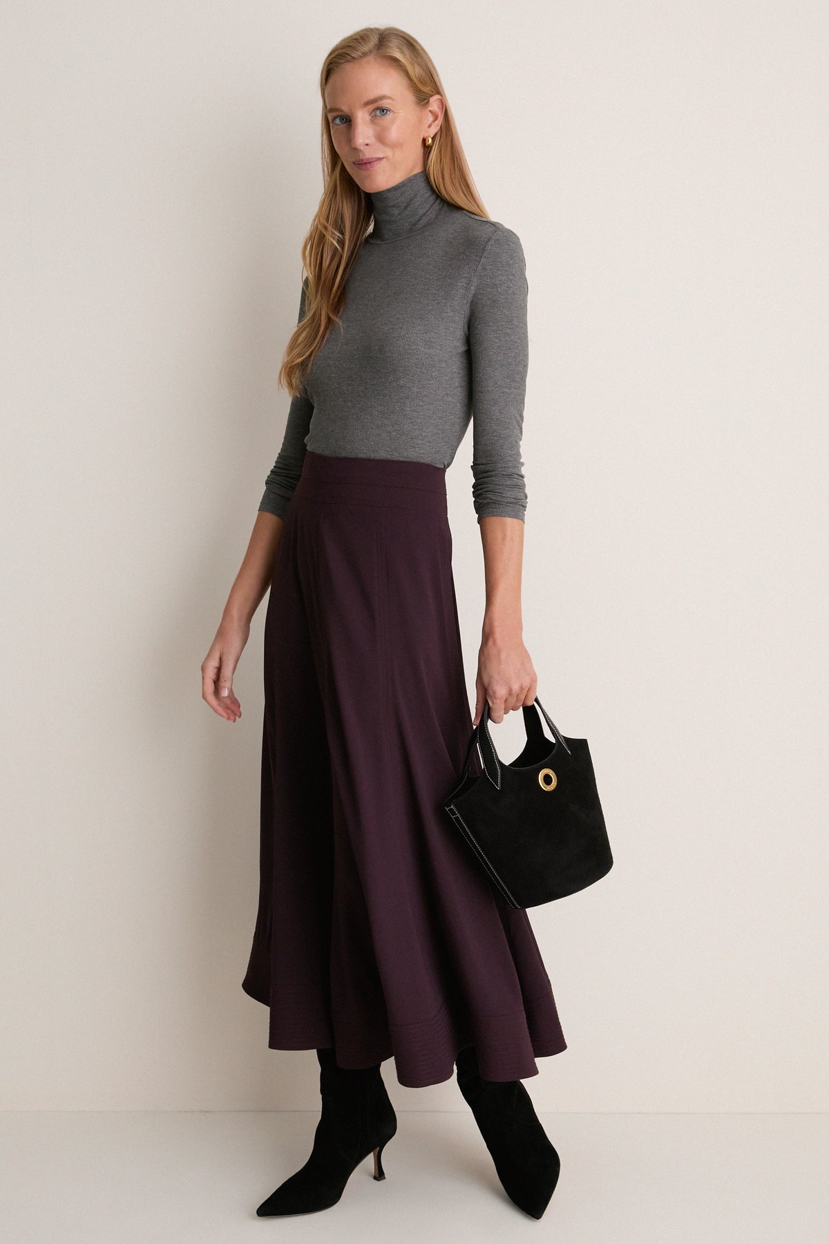 Gray Lightweight Ribbed Topanga Turtleneck