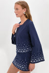 Navy Mirror Embellished Maxine Top