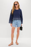 Navy Mirror Embellished Maxine Top