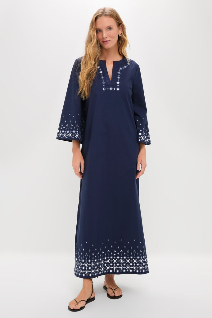 Navy Mirror Embellished Lorena Dress
