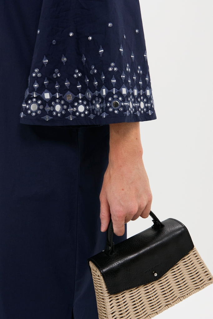 Navy Mirror Embellished Lorena Dress