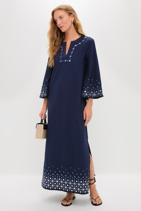 Navy Mirror Embellished Lorena Dress