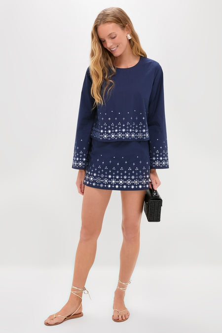 Navy Mirror Embellished Debbie Skort