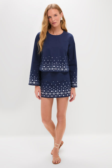 Navy Mirror Embellished Debbie Skort