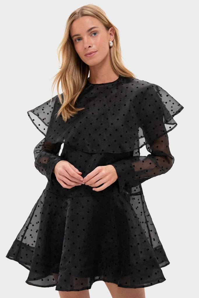 blue dress for baby girl Ganni Organza Circle Collar Mini Dress