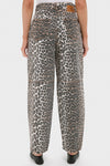 Almond Milk Leopard Print Denim Stary Pant