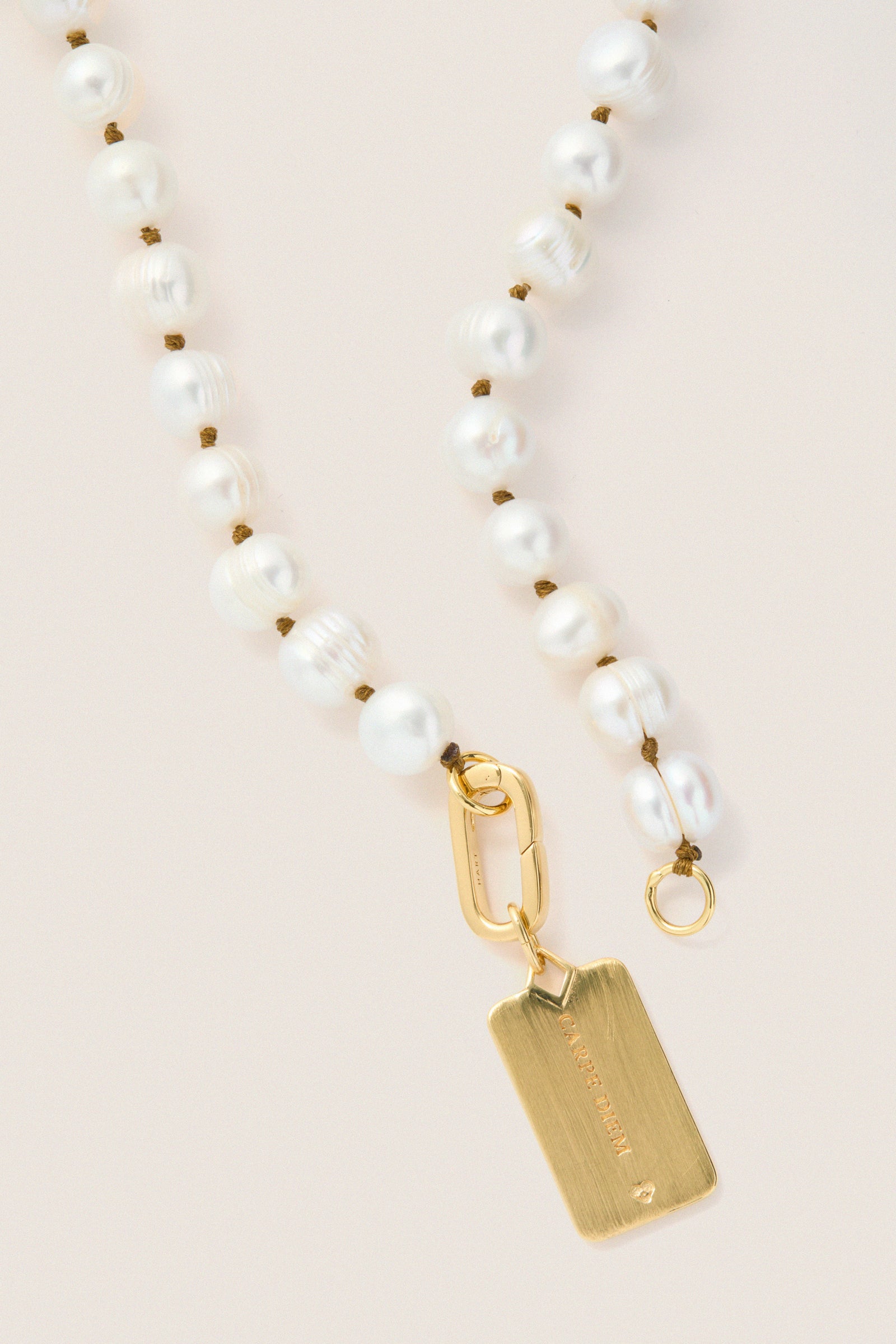 Pearl Necklace with Carpe Diem Charm