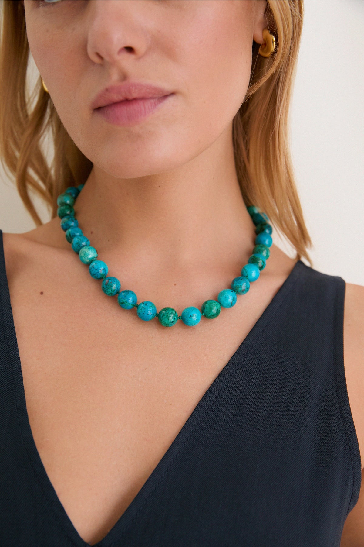 Exclusive Jumbo Chrysocolla Knotted Gemstone Necklace