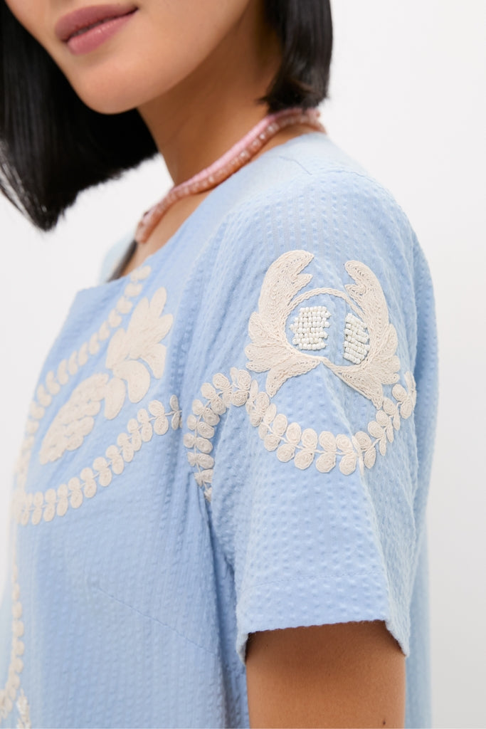 Blue Seersucker Embroidered James Dress | Tuckernuck Blue Seersucker Embroidered James Dress | Tuckernuck