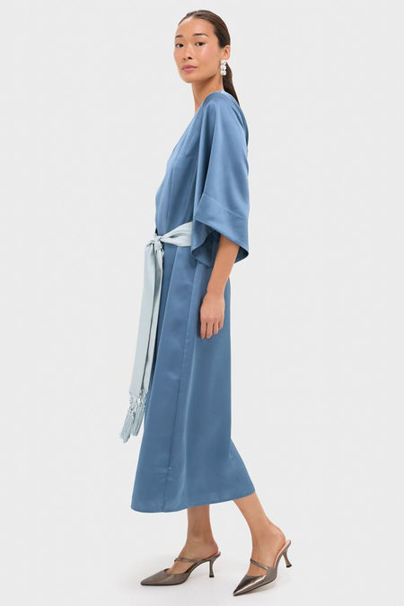 Blue Satin Emiliana Maxi Dress
