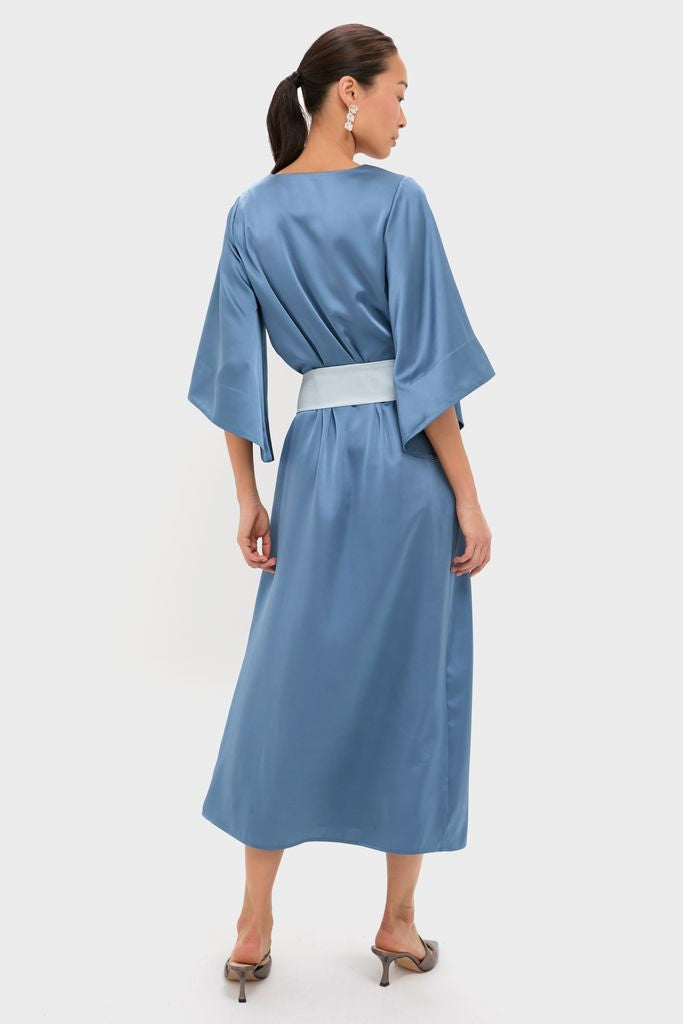 Tuckernuck Blue Satin Emiliana Maxi Dress Blue / L Tuckernuck Blue Satin Emiliana Maxi Dress Blue / L