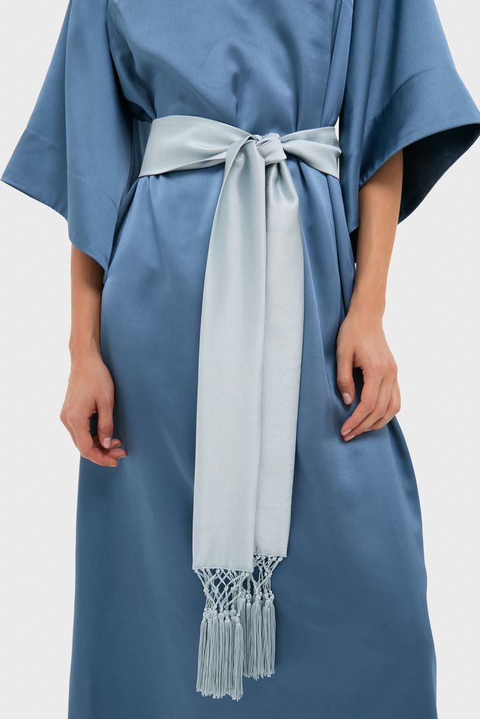 Blue Satin Emiliana Maxi Dress