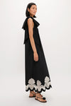 Black One Shoulder Embroidered Glinda Dress