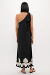 Black One Shoulder Embroidered Glinda Dress