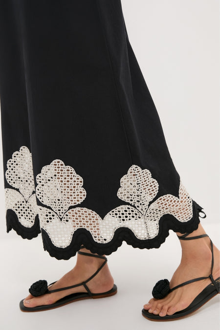 Black One Shoulder Embroidered Glinda Dress