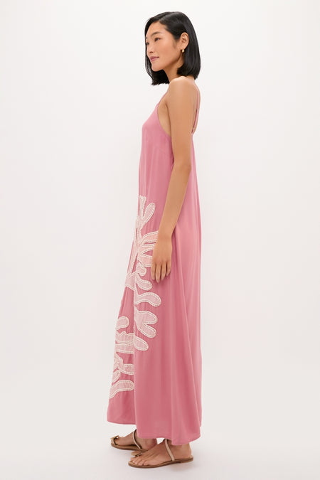 Pink Embroidered Coral Millay Dress
