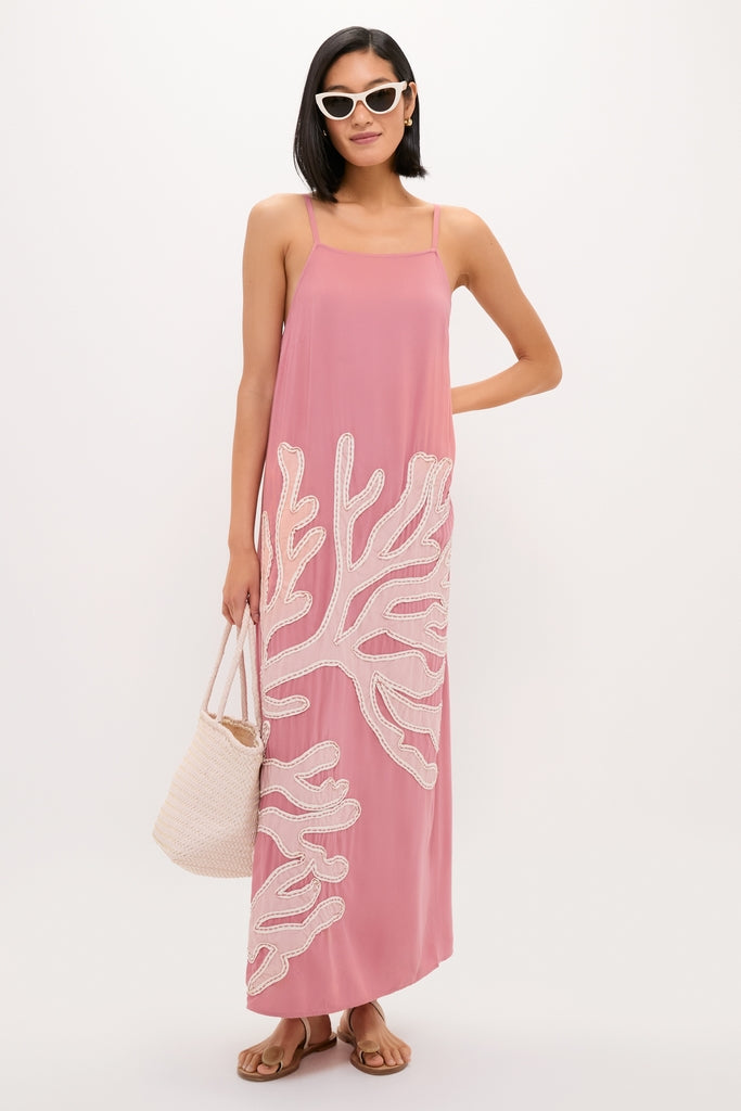 Pink Embroidered Coral Millay Dress