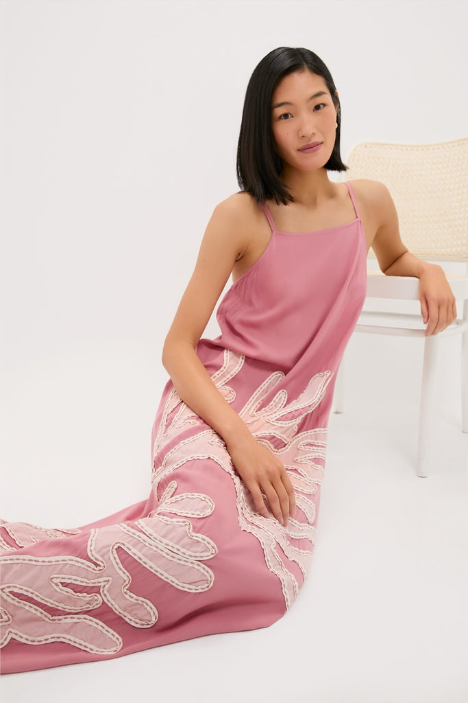 Pink Embroidered Coral Millay Dress