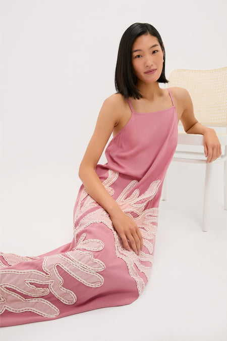 Pink Embroidered Coral Millay Dress