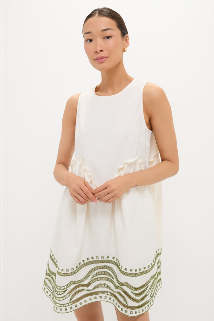 Sage Wave Cotton Joyce Mini Dress