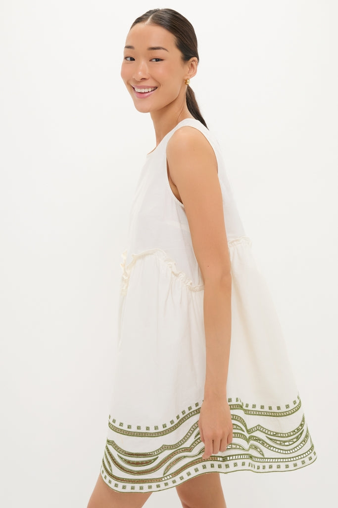 Sage Wave Cotton Joyce Mini Dress
