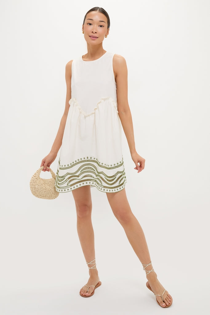 Sage Wave Cotton Joyce Mini Dress