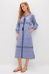 Azure Ikat Embroidered Wynne Dress