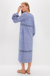 Azure Ikat Embroidered Wynne Dress
