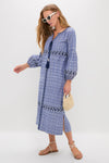 Azure Ikat Embroidered Wynne Dress