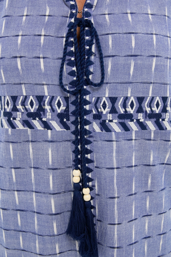 Azure Ikat Embroidered Wynne Dress