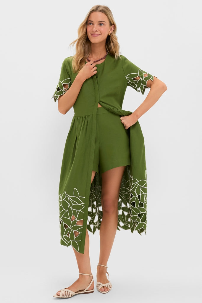 Fern Floral Eyelet Pilar Dress and Short Set