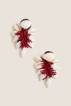 Wine and Ecru Whimsical Waters Earrings
