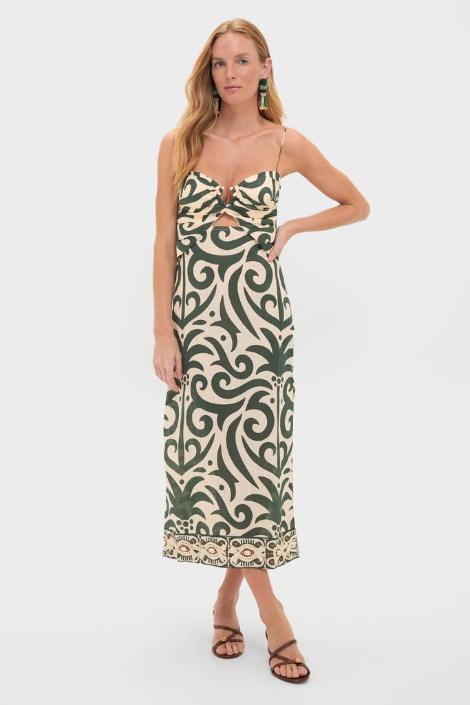 Ecru and Green Water Adventure Midi Dress | Johanna Ortiz Ecru and Green Water Adventure Midi Dress | Johanna Ortiz